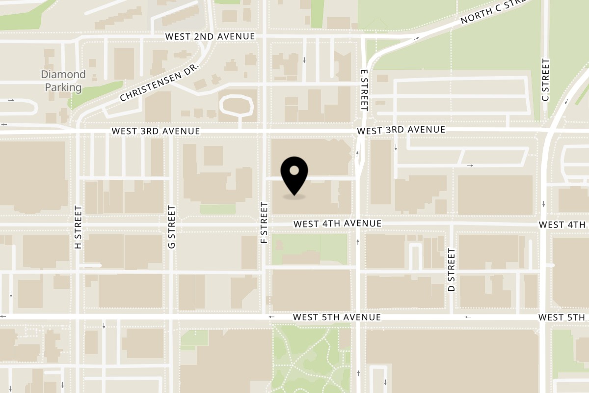 Map showing the location of Kumagoro on 533 W 4th Ave in Anchorage